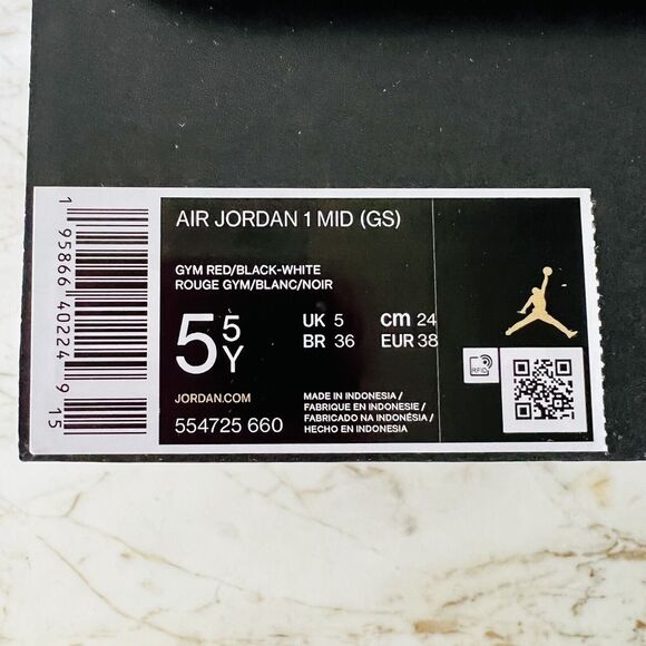 NIKE Air Jordan 1 Mid Gym Red/White/Black - US 7 - Picture 7 of 7